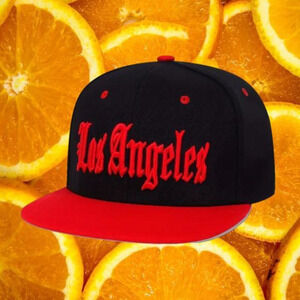 LOS ANGLES Baseball Cap‎ Adjustable Casual Cap Black and Red